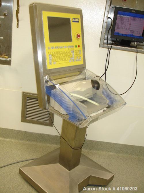 Used Fette Rotary Tablet Press, Model P3200/C, 49 station, double sided, keyed upper punch guides, 100 KN compression pressure with pre compression, 25mm max tablet diameter, 22mm max depth of fill, ...