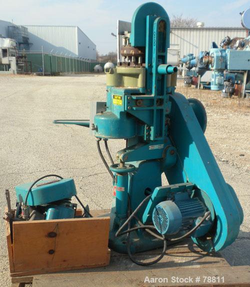 Used Colton Tablet Press, Model 216, Approximately 3 Ton. 16 station, 1 stamping station, 5/8" maximum tablet diameter, 3/4" deep cell, 3 ton maximum stamping pressure. Driven by a 2 HP, 3/60/230/460...