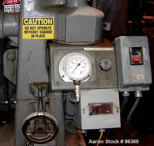 USED: Colton Rotary Tablet Press, model 216, 4 ton max pressure. 16 station max. (1) Stamping station. 3/4" max depth fill, 5/8" max diameter of tablet. 1150 max tablets per minute. Driven by a 1.5 h...