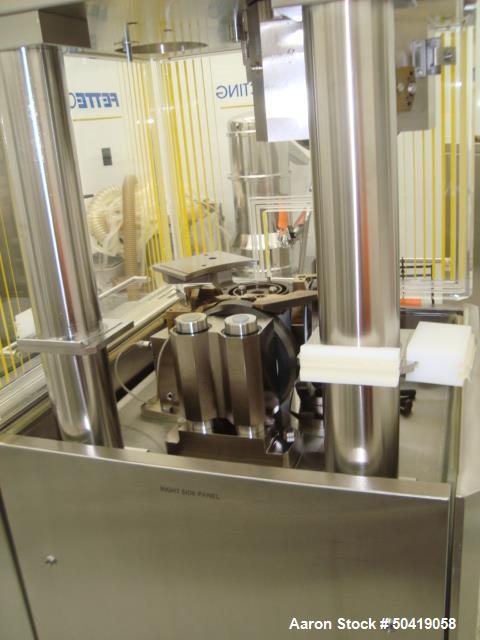 Used Fette 1200i Rotary Pharmaceutical Tablet Press With (24-Station B-Turret) With Hydraulic Lift Transport Cart, Fette Compacting Workstation Controller Panel, Mobile Stainless Steel Parts Clean Ra...