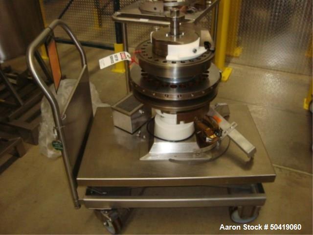 Used Fette 1200i 24-Station Tablet Press B-Turret With Hydraulift Transport Cart. Asset# BR-FAM000776. HIT# 2272999. Loc: (F005 Small Batch Whse) .