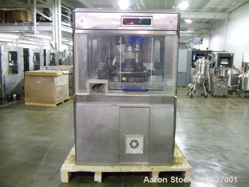 Used- Fette Rotary Tablet Press, Model 3090. 61 Station, keyed upper punch guides, 100 KN main compression, 100 KN pre compr...