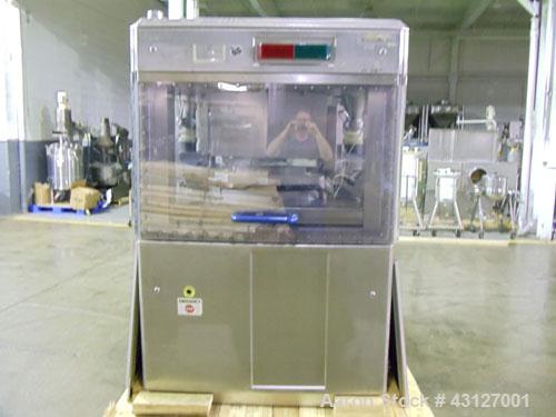 Used- Fette Rotary Tablet Press, Model 3090. 61 Station, keyed upper punch guides, 100 KN main compression, 100 KN pre compr...