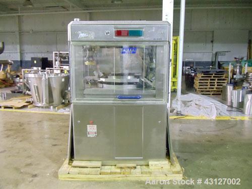 Used Fette Rotary Tablet Press, Model 3090. 61 Station, keyed upper punch guides, 100 KN main compression, 100 KN pre compression, dual sided, 16 mm max tablet diameter, 18 mm max depth of fill, rate...