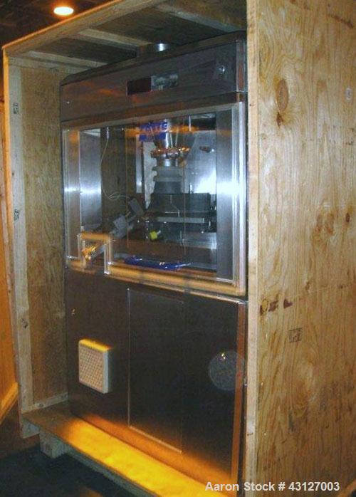 Used Fette Rotary Tablet Press, Model 3090. 61 Station, keyed upper punch guides, 100 KN main compression, 100 KN pre compression, dual sided, 16 mm max tablet diameter, 18 mm max depth of fill, rate...