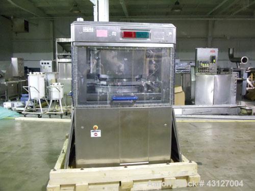 Used Fette Rotary Tablet Rress, Model 3090. 61 Station, keyed upper punch guides, 100 KN main compression, 100 KN pre compression, dual sided, 16 mm max tablet diameter, 18 mm max depth of fill, rate...