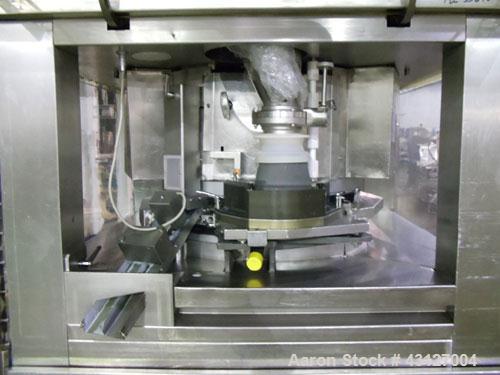 Used Fette Rotary Tablet Rress, Model 3090. 61 Station, keyed upper punch guides, 100 KN main compression, 100 KN pre compression, dual sided, 16 mm max tablet diameter, 18 mm max depth of fill, rate...