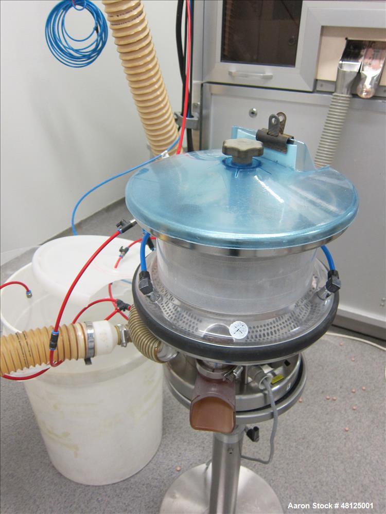 Used Fette Rotor Tablet Press, Type P2100. 43 Stations, B tooling, Overall dimensions: 3’9” (1200 mm) L x 4’4” (1350 mm) W x 6’8” (2100 mm) H. Incl. (1) Kramer deduster, type E09, (1) Safeline, metal...