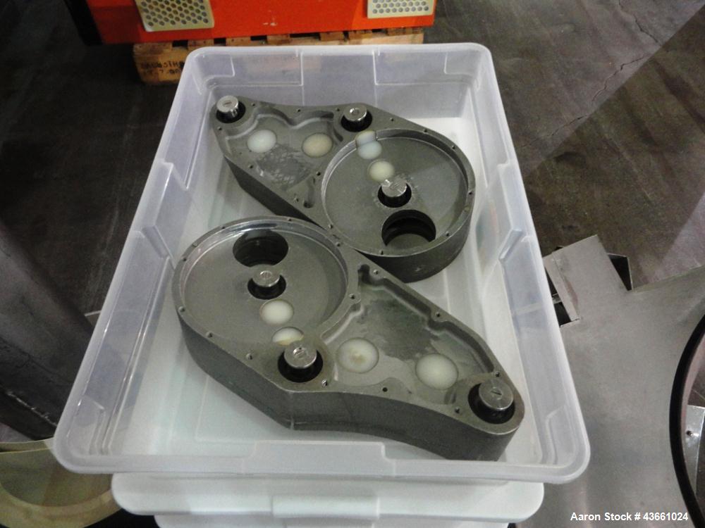 Used Fette rotary tablet press, model P3000, 37 station, D tooled, 100 Kn compression pressure with 10 Kn pre compression, 25 mm max tablet diameter, 22 mm max depth of fill, rated up to 266,400 tabl...
