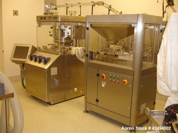 Used IMA Kilian Mid Size Force Feed Tablet Press, Model S250ZS. 32 Station, 8 ton main compaction force, 3.5 ton first layer compaction force. Tablet output 160 to 2000 tablets per minute. Maximum di...