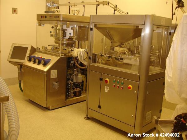 Used IMA Kilian Mid Size Force Feed Tablet Press, Model S250ZS. 32 Station, 8 ton main compaction force, 3.5 ton first layer compaction force. Tablet output 160 to 2000 tablets per minute. Maximum di...