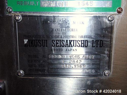 Used Kikusui Rotary Tablet Press, Model Gemini 1545 AWCZ