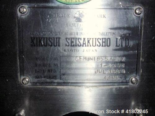 Used- Kikusui Rotary Tablet Press, Model Gemini 855 KAWCX. 55 station, 8 ton compression force with pre-compression adjustab...