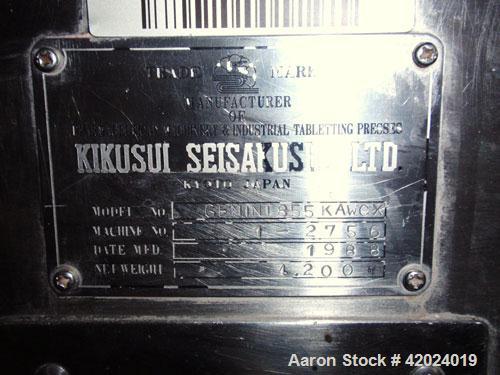 Used- Kikusui Rotary Tablet Press, Model Gemini 855 KAWCX