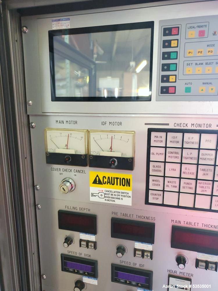 Used Kikusui Libra 2 Rotary Tablet Press – 36 Station – 216,000 Tablets/Hour – 16mm Max Tablet – Force Feeder – HMI – 2002