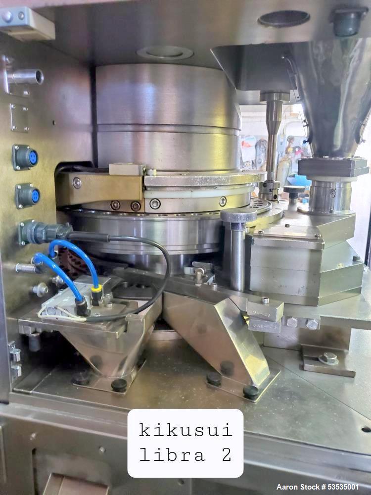 Used Kikusui Libra 2 Rotary Tablet Press – 36 Station – 216,000 Tablets/Hour – 16mm Max Tablet – Force Feeder – HMI – 2002