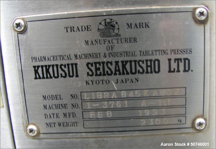 Used Kikusui Libra Rotary Tablet Press, 45 Station