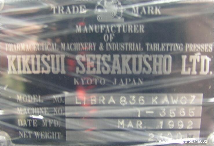 Used Kikusui Libra Rotary Tablet Press, 36 Station.
