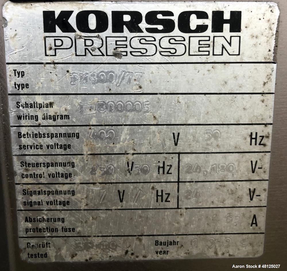 Used KORSCH Pharma Press P800/77 Tablet Press