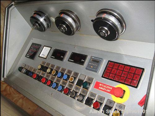 Used Korsch PH 300 Tablet Press. 36 station, max compression force 9 tons (80 kN), max tablet diameter 0.63" (16 mm), max filling depth 0.71" (18 mm), max tablet height 0.34" (8.5 mm), capacity 17280...