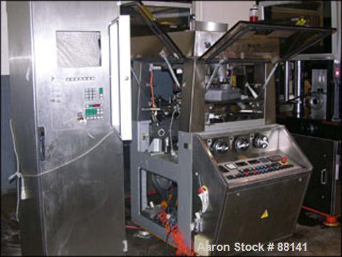 Used Korsch Rotary Tablet Press Parts Machine, Model Pharmapress 300. 36 Station, 20 KN pre-compression, 80 KN total compression, 16 mm max tablet diameter, 18 mm max depth of fill, 251, 400 tablets ...