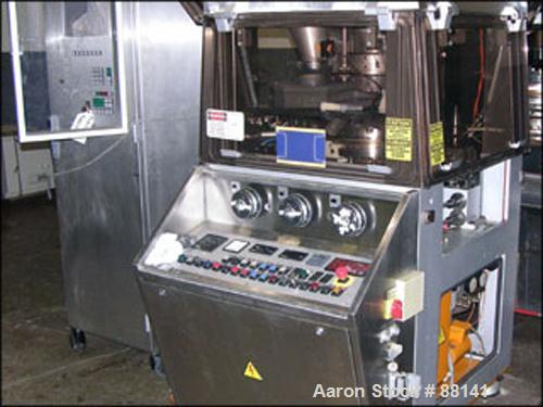 Used Korsch Rotary Tablet Press Parts Machine, Model Pharmapress 300. 36 Station, 20 KN pre-compression, 80 KN total compression, 16 mm max tablet diameter, 18 mm max depth of fill, 251, 400 tablets ...
