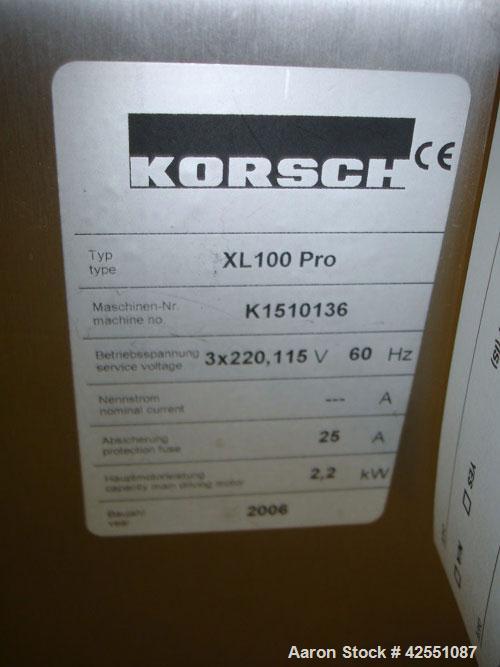 Used Korsch Rotary Tablet Press, Model XL 100 PRO. 10 Station removable turret, keyed upper punch guides, b tooled, 60 Kn compression pressure with 10 Kn precompression, 16 mm max diameter, up to 18 ...