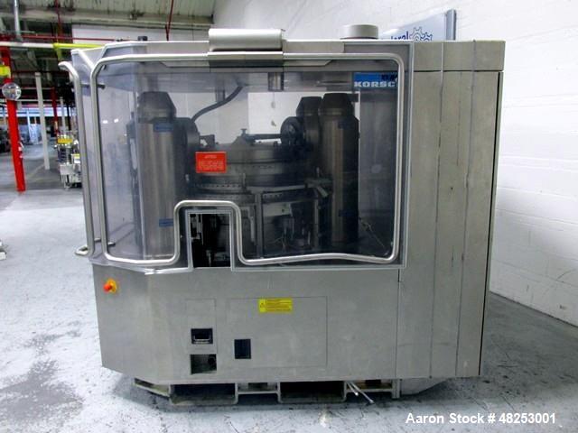 Used Korsch Rotary Tablet Press, Model XL800. 100 Kn Main compression with 100 kN pre-compression, 87 stations, "BB" tooled, dual sided, 13 mm maximum tablet diameter, 18 mm maximum depth of fill wit...