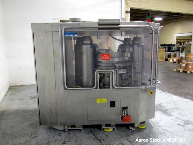 Used Korsch Rotary Tablet Press, Model XL800. 100 Kn Main compression with 100 kN pre-compression, 87 stations, "BB" tooled, dual sided, 13 mm maximum tablet diameter, 18 mm maximum depth of fill wit...