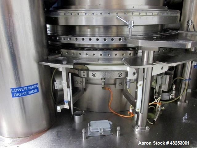 Used Korsch Rotary Tablet Press, Model XL800. 100 Kn Main compression with 100 kN pre-compression, 87 stations, "BB" tooled, dual sided, 13 mm maximum tablet diameter, 18 mm maximum depth of fill wit...