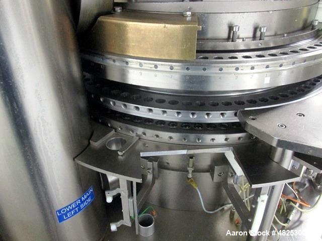 Used Korsch Rotary Tablet Press, Model XL800. 100 Kn Main compression with 100 kN pre-compression, 87 stations, "BB" tooled, dual sided, 13 mm maximum tablet diameter, 18 mm maximum depth of fill wit...