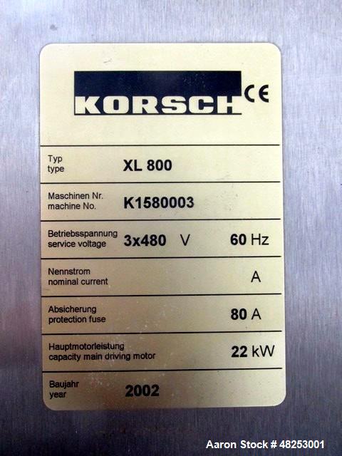 Used- Korsch Rotary Tablet Press, Model XL800. 100 Kn Main compression with 100 kN pre-compression, 87 stations, "BB" tooled...