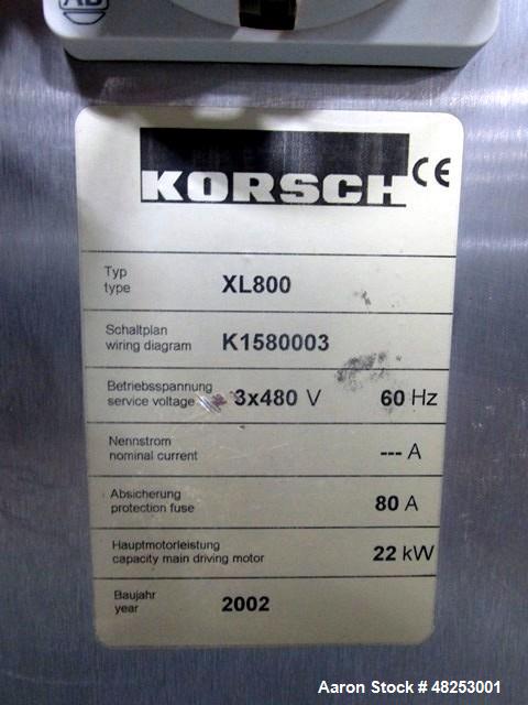 Used- Korsch Rotary Tablet Press, Model XL800. 100 Kn Main compression with 100 kN pre-compression, 87 stations, "BB" tooled...