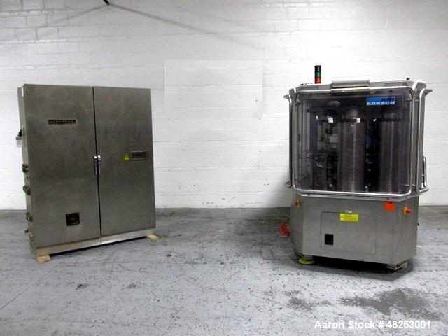 Used Korsch Rotary Tablet Press, Model XL800. 100 Kn Main compression with 100 kN pre-compression, 87 stations, "BB" tooled, dual sided, 13 mm maximum tablet diameter, 18 mm maximum depth of fill wit...