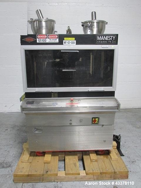Used- Manesty Rotary Tablet Press, Model MKIIA. 61 Station, double sided, with pre-compression, 6.5 tons compression, keyed ...