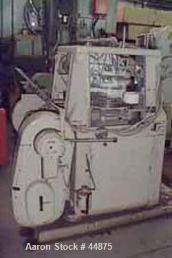 USED: Manesty high speed rotary tablet press, rota press mk11a, 45 stations, double sided keyed head, tablets per min 1640-8200, variable speed, maximum diameter 5/8 (15.8 mm), maximum depth of fill ...
