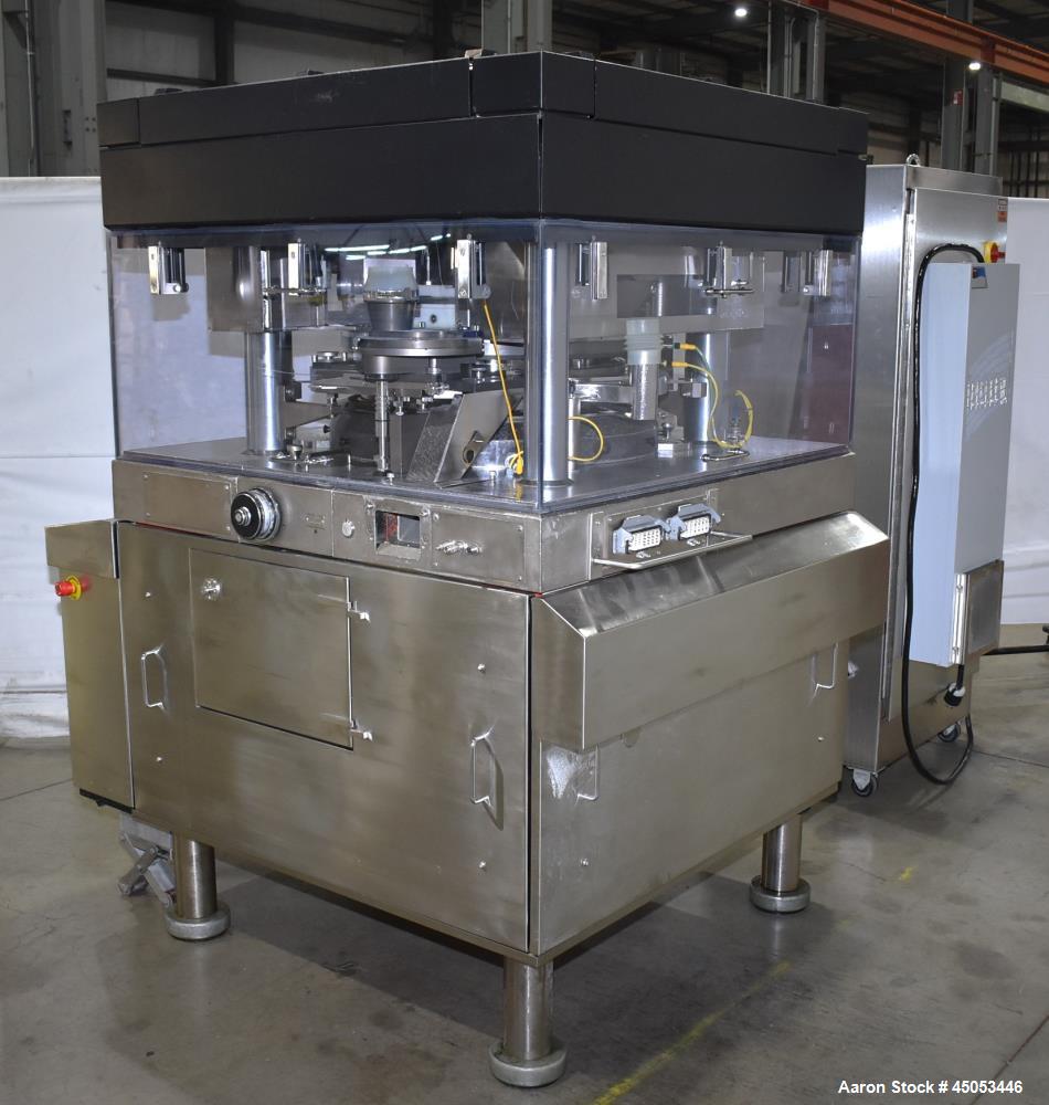 Used- Manesty Mark IV 75 Station Rotary Tablet Press. Max press output 600,300 per hour (single layer), 300,150 per hour (bi...