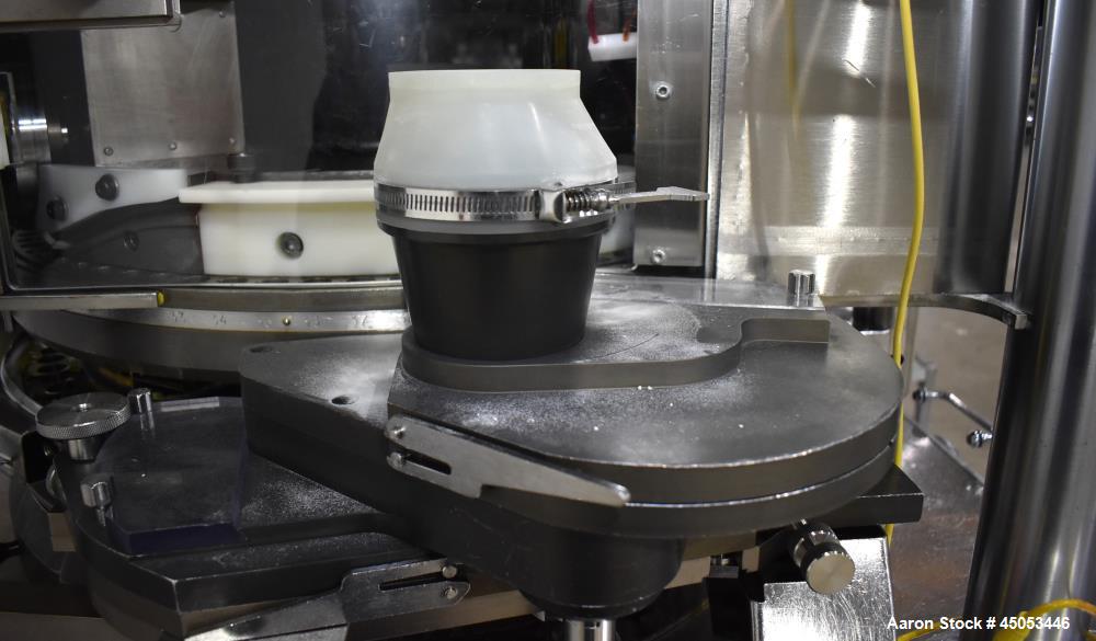 Used Manesty Mark IV 75 Station Rotary Tablet Press. Max press output 600,300 per hour (single layer), 300,150 per hour (bi-layer). Max depth of fill 17.46mm, max tablet diameter 11mm. Pre-compressio...