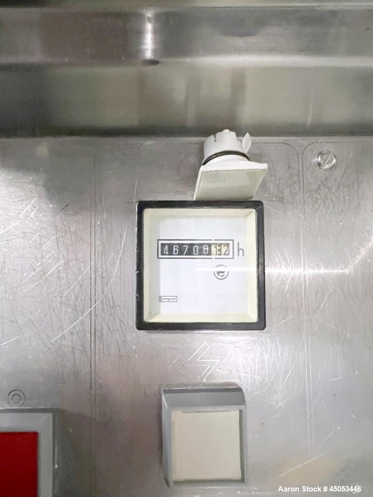 Used Manesty Mark IV 75 Station Rotary Tablet Press. Max press output 600,300 per hour (single layer), 300,150 per hour (bi-layer). Max depth of fill 17.46mm, max tablet diameter 11mm. Pre-compressio...