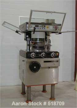 USED: Manesty 27 station rotary tablet press, model Unipress. Unitwas manufactured in the late 1980's. This is a CGMP designed machinewhich features stainless steel soundproof cabinet with plexiglass...