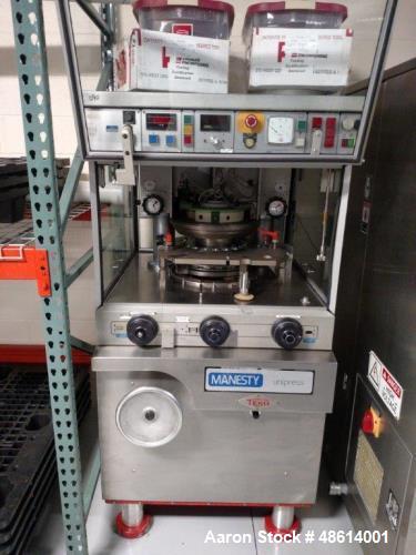 Used- Manesty Unipress. 20 station “D”, Max output: 150,000 TPH, Pre-compression: 1 ton. Main compression: 10.0 tons. Variab...