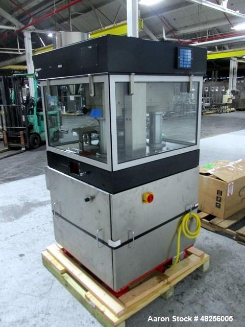 Used BWI Manesty Rotary Tablet Press, Model Unipress. 20 Station, keyed upper punch guides, 10 ton main compression, 1 ton pre compression, 25.4 mm diameter, 21 mm depth of fill, D tooled, single sid...