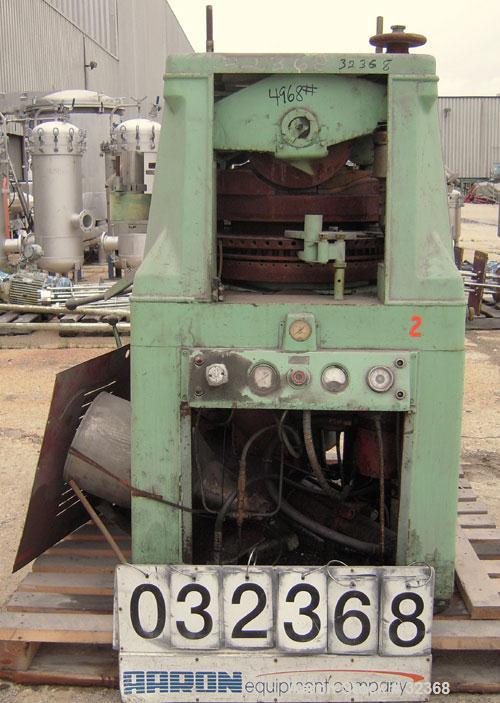 Used Manesty "Rota Press" Mark IIA High Speed Rotary Tablet. Double sided, approximate 6 1/2 ton, keyed head. Maximum depth of fill 11/16". Maximum diameter 7/16". Compacts 2,000 to 10,000 per minute...
