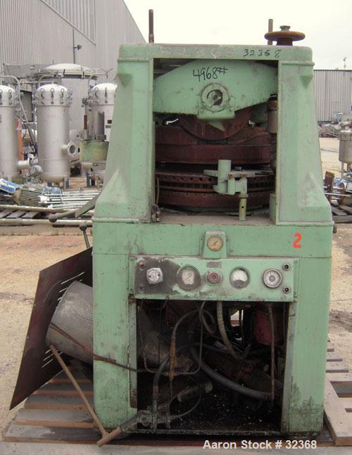 Used- Manesty "Rota Press" Mark IIA High Speed Rotary Tablet. Double sided, approximate 6 1/2 ton, keyed head. Maximum depth...