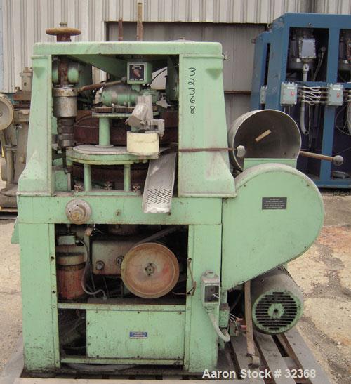 Used- Manesty "Rota Press" Mark IIA High Speed Rotary Tablet. Double sided, approximate 6 1/2 ton, keyed head. Maximum depth...