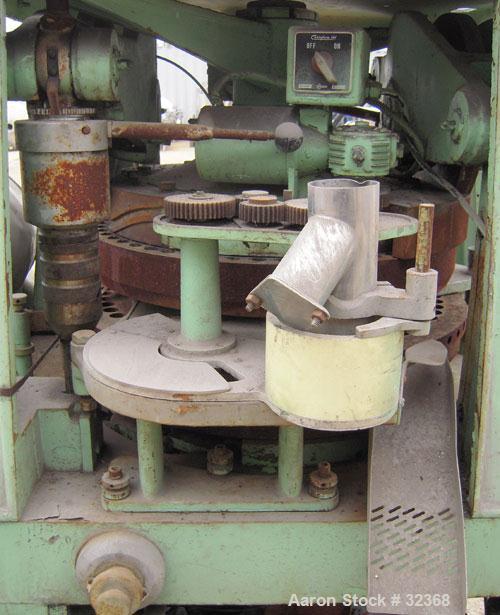 Used Manesty "Rota Press" Mark IIA High Speed Rotary Tablet. Double sided, approximate 6 1/2 ton, keyed head. Maximum depth of fill 11/16". Maximum diameter 7/16". Compacts 2,000 to 10,000 per minute...