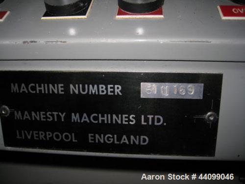 Used Manesty Beta Press Rotary Tablet Press, 16 station, keyed upper punch guide, single sided, provision for force feed with hopper, precompression, 6.5 ton total compression pressure, 5/8" maximum ...