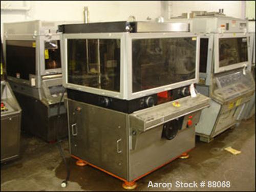 Used Manesty Novapress Rotary Tablet Press, 61 Station, 6.5 ton total compression with pre-compression. 7/16" max tablet diameter, 11/16" max depth of fill, rated up to 366,000 tablets per hour, keye...