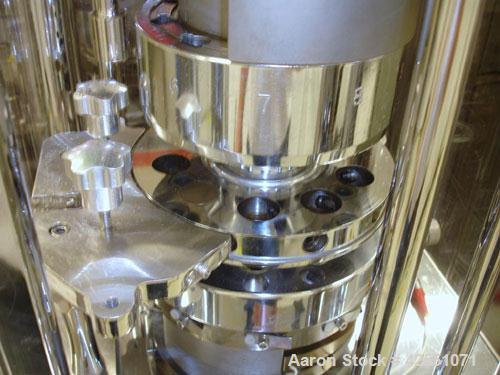 Used Riva Rotary Tablet Press, Model Piccola B-C, 10 Station, 50 Kn Compression Pressure. Keyed upper punch guides, 16 mm max tablet diameter, 19 mm max depth of fill, force feeder, rated up to 60,00...