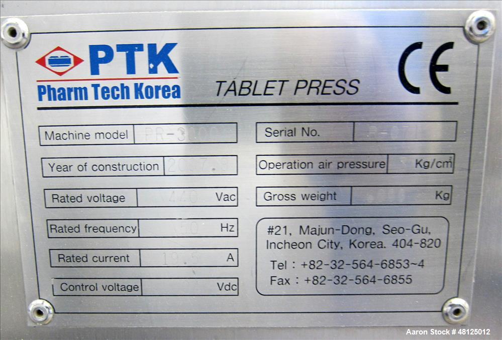 Used Pharm Tech Korea tablet presse, model PR-3000